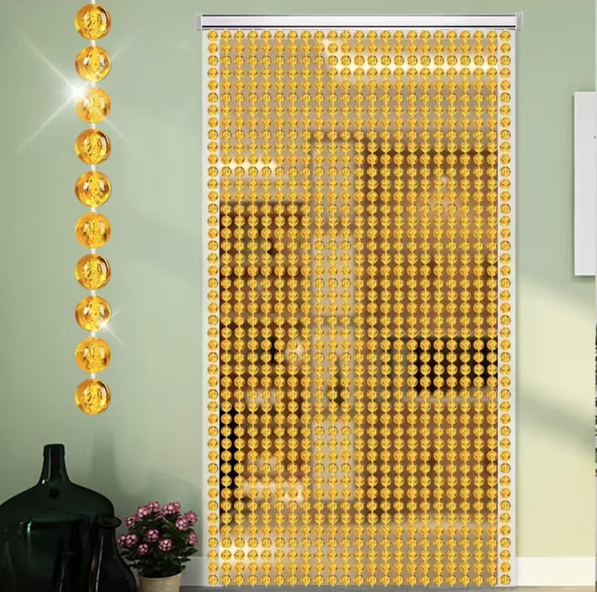 クリスタルガラスカーテン20本 八角 ゴールド丸カン のれん クリスタル